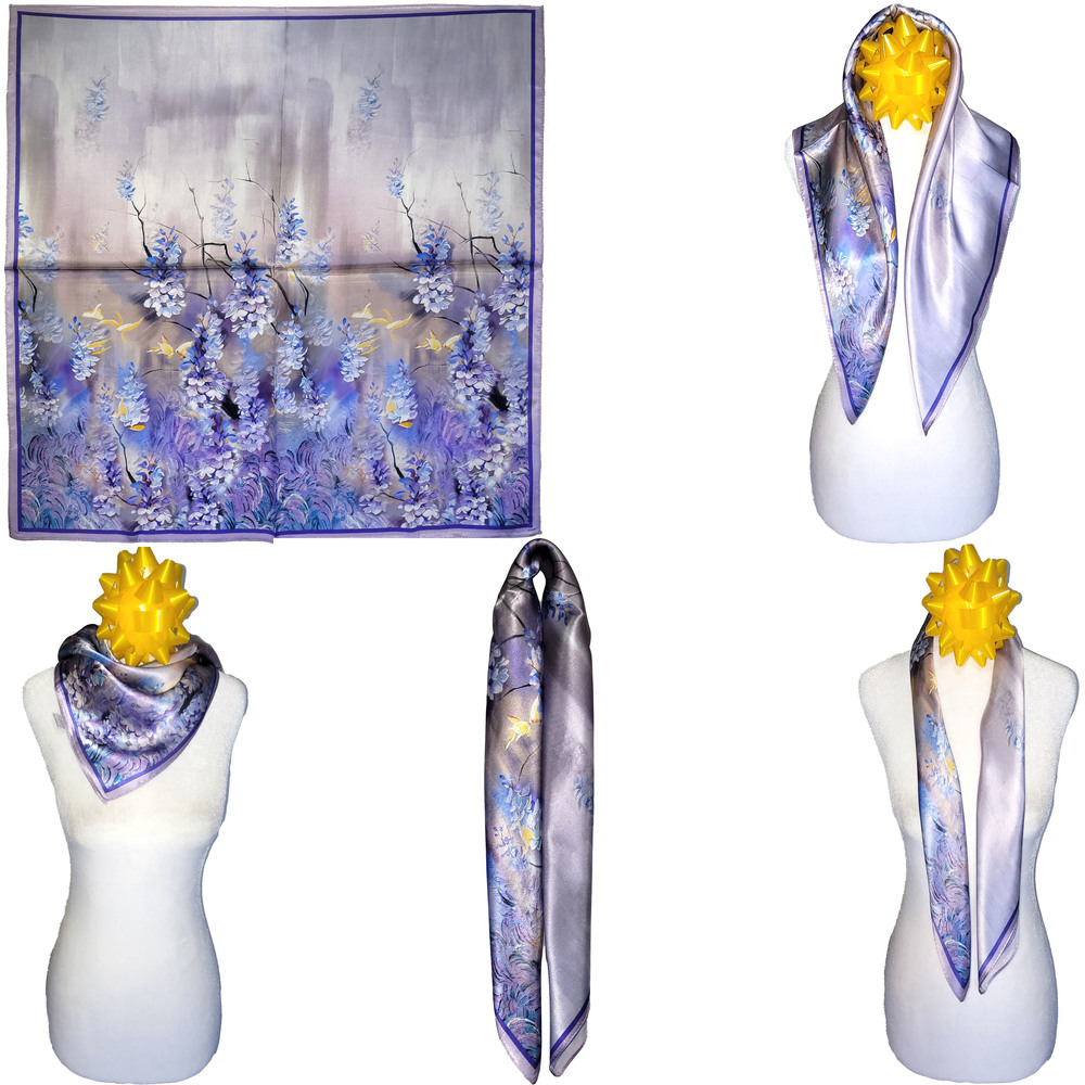 NWT Genuine 100% Mulberry Silk Satin Scarf 25"x25" Medium Square Shawl 57231